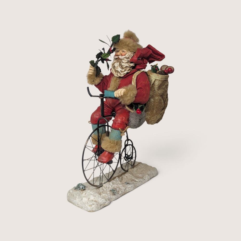 Vintage Smithsonian Institution Santa on Bicycle Christmas Figurine
